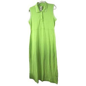 VTG Y2K Womens Lime Green Golf Maxi Dress L Sleeveless Preppy Streetwear Tennis